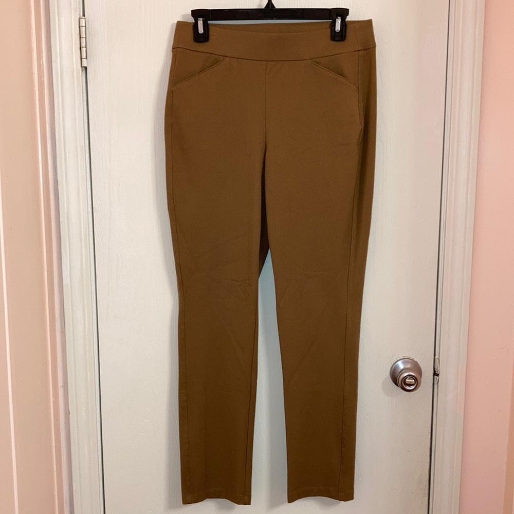 Chicos travelers dark tan colored dress pants